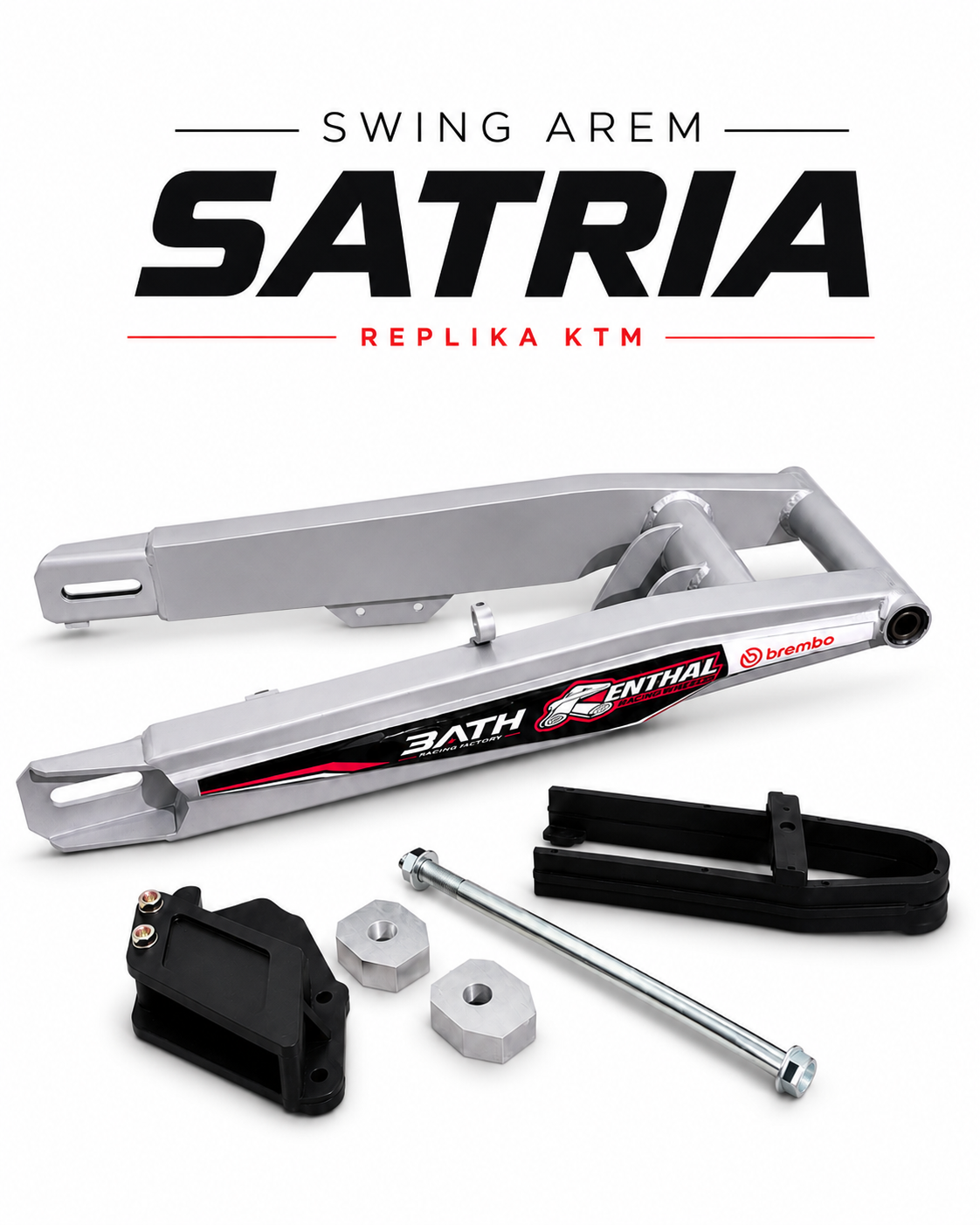 Paket Swing Arem Satria Replika KTM TRUSDRIVE beserta kelengkapannya